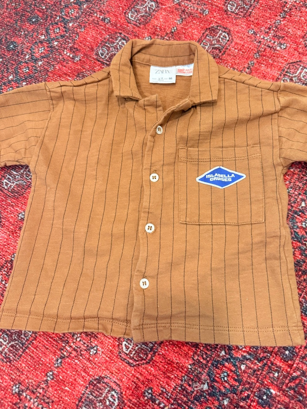 ZARA Toddler Striped Button-Up Short Sleeve Shirt!